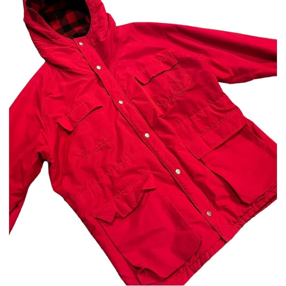Vintage LL Bean Baxter State Park Red Plaid Buffalo Freeport Maine USA Made Sz L - Picture 4 of 8